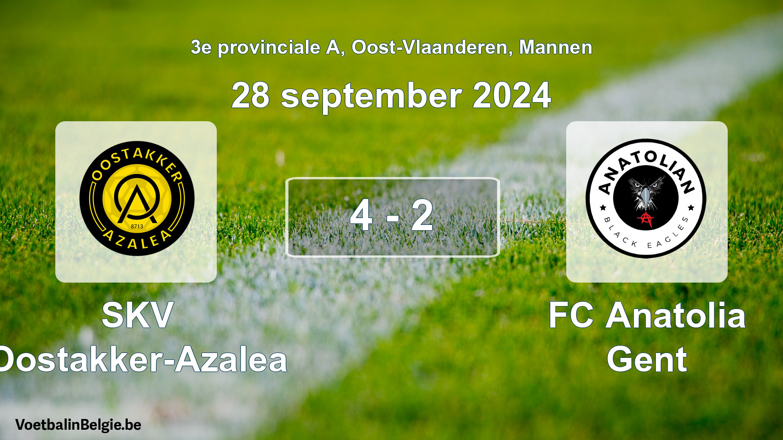 Played match men football: SKV Oostakker-Azalea - FC Anatolia Gent 4 - 2 (28 September 2024)