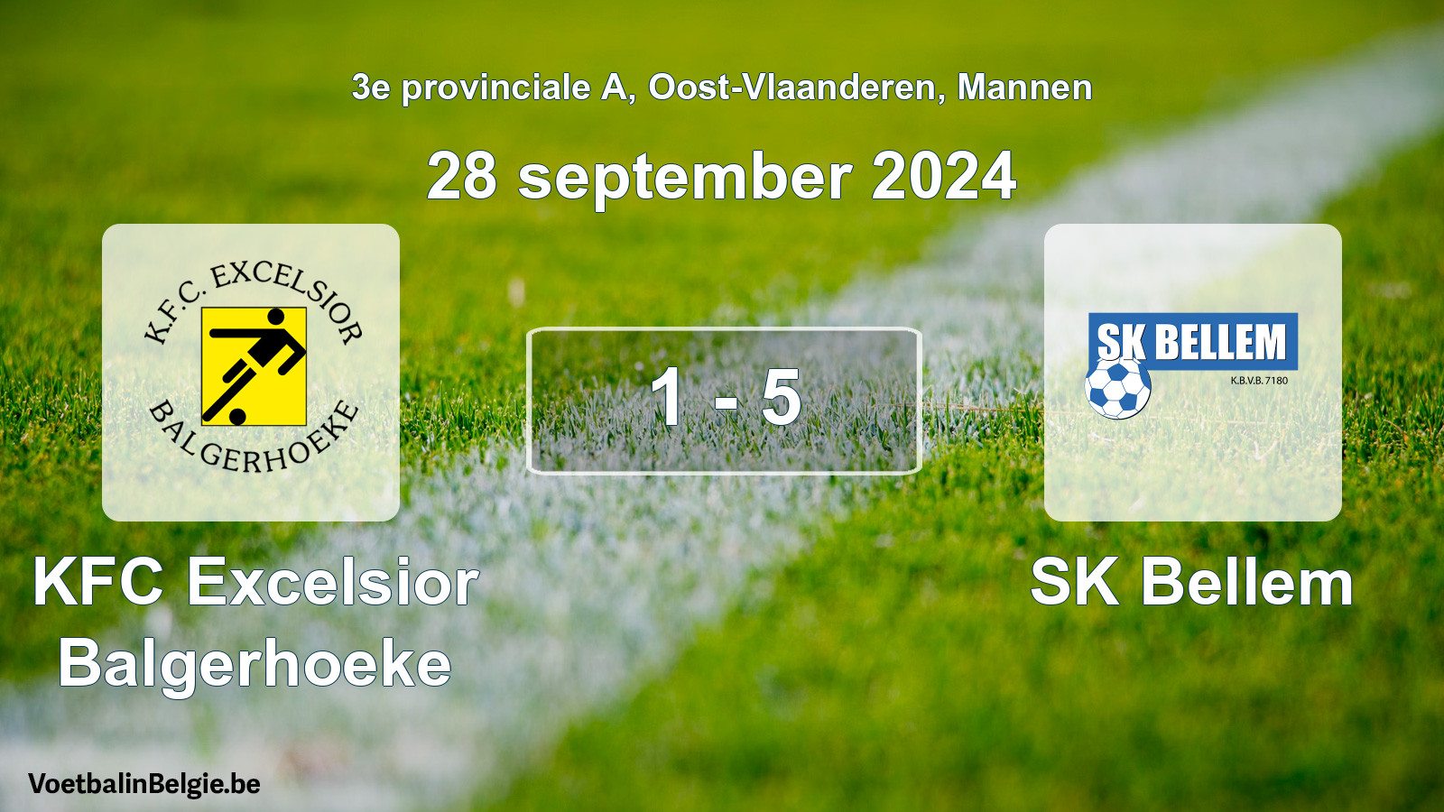 Gespeelde wedstrijd mannenvoetbal: KFC Excelsior Balgerhoeke - SK Bellem 1 - 5 (28 september 2024)