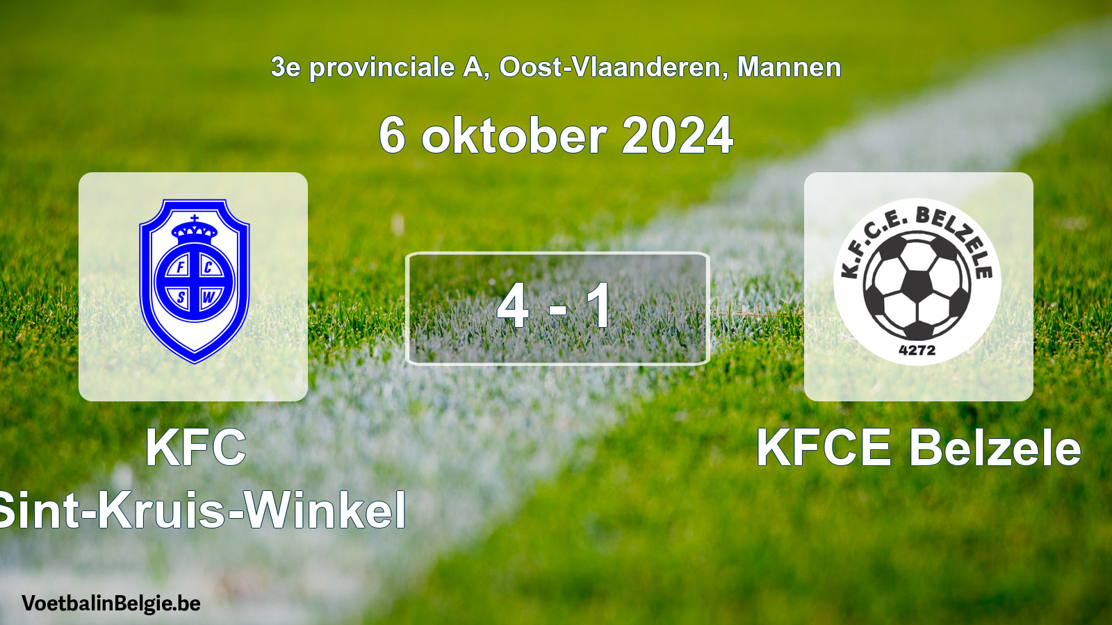 Played match men football: KFC Sint-Kruis-Winkel - KFCE Belzele 4 - 1 (6 October 2024)