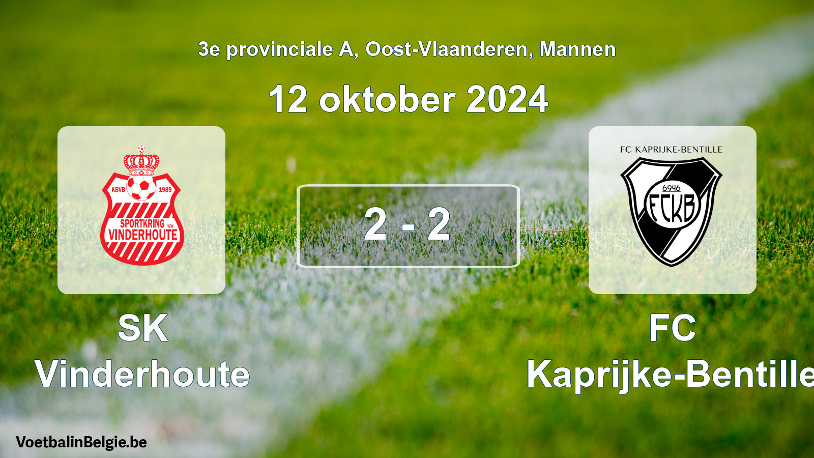 Gespeelde wedstrijd mannenvoetbal: SK Vinderhoute - FC Kaprijke-Bentille 2 - 2 (12 oktober 2024)