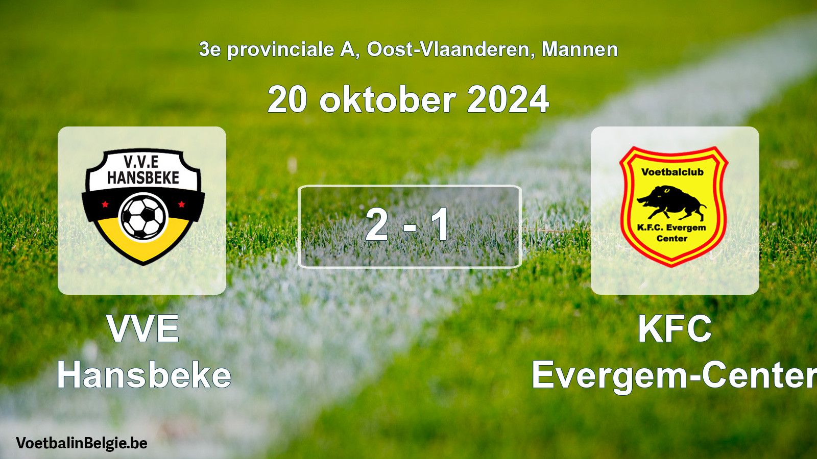 Gespeelde wedstrijd mannenvoetbal: VVE Hansbeke - KFC Evergem-Center 2 - 1 (20 oktober 2024)