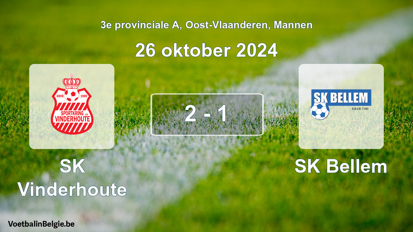 Gespieltes Spiel männer-Fußball: SK Vinderhoute - SK Bellem 2 - 1 (26 Oktober 2024)