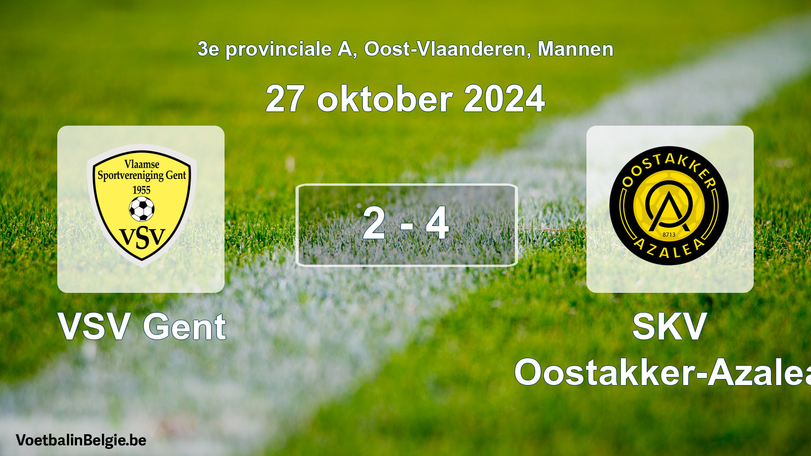 Gespeelde wedstrijd mannenvoetbal: VSV Gent - SKV Oostakker-Azalea 2 - 4 (27 oktober 2024)