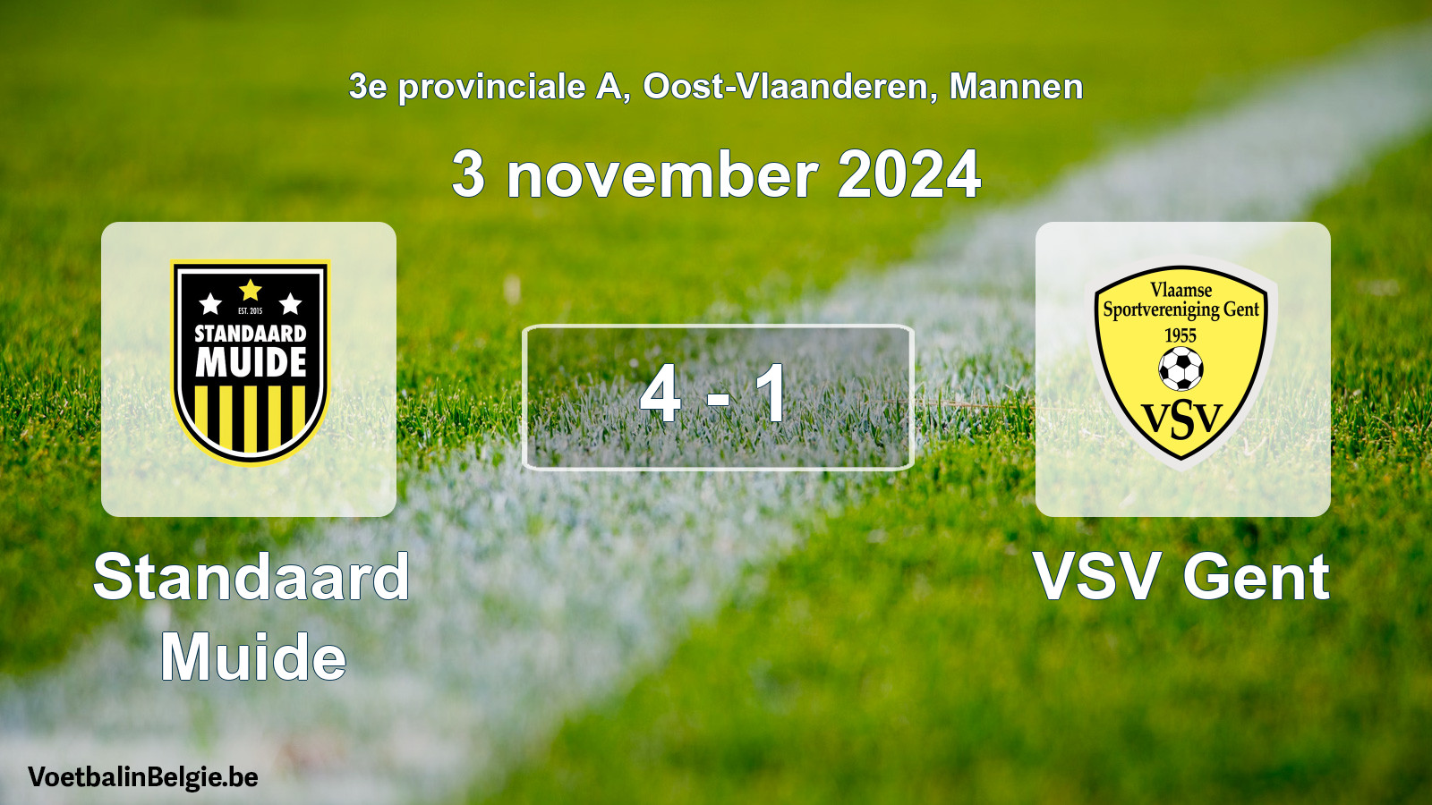 Gespeelde wedstrijd mannenvoetbal: Standaard Muide - VSV Gent 4 - 1 (3 november 2024)