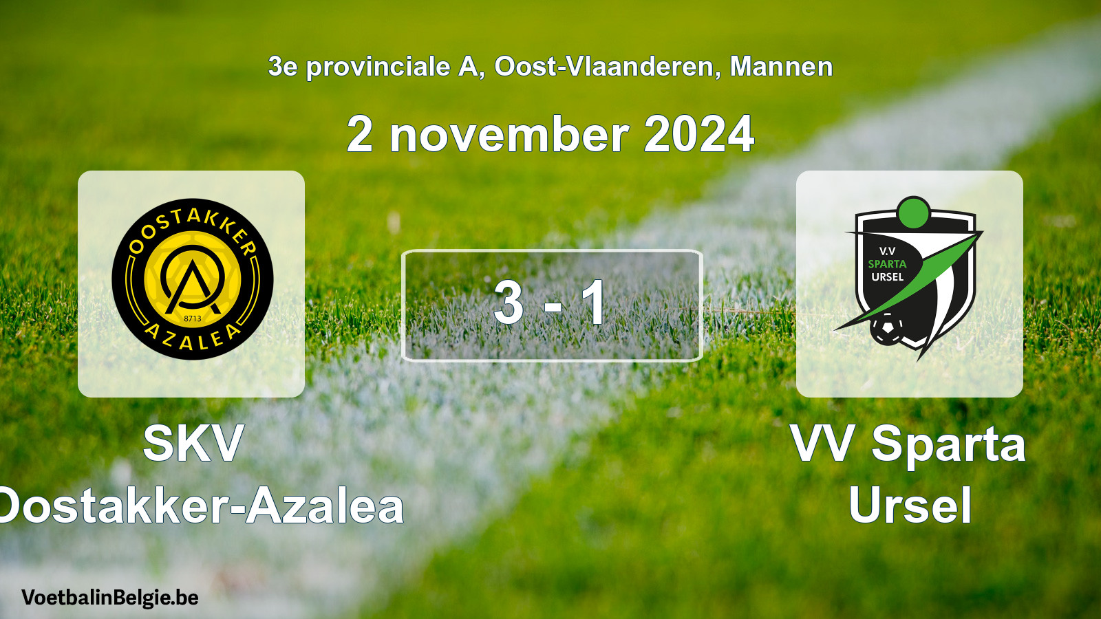 Played match men football: SKV Oostakker-Azalea - VV Sparta Ursel 3 - 1 (2 November 2024)
