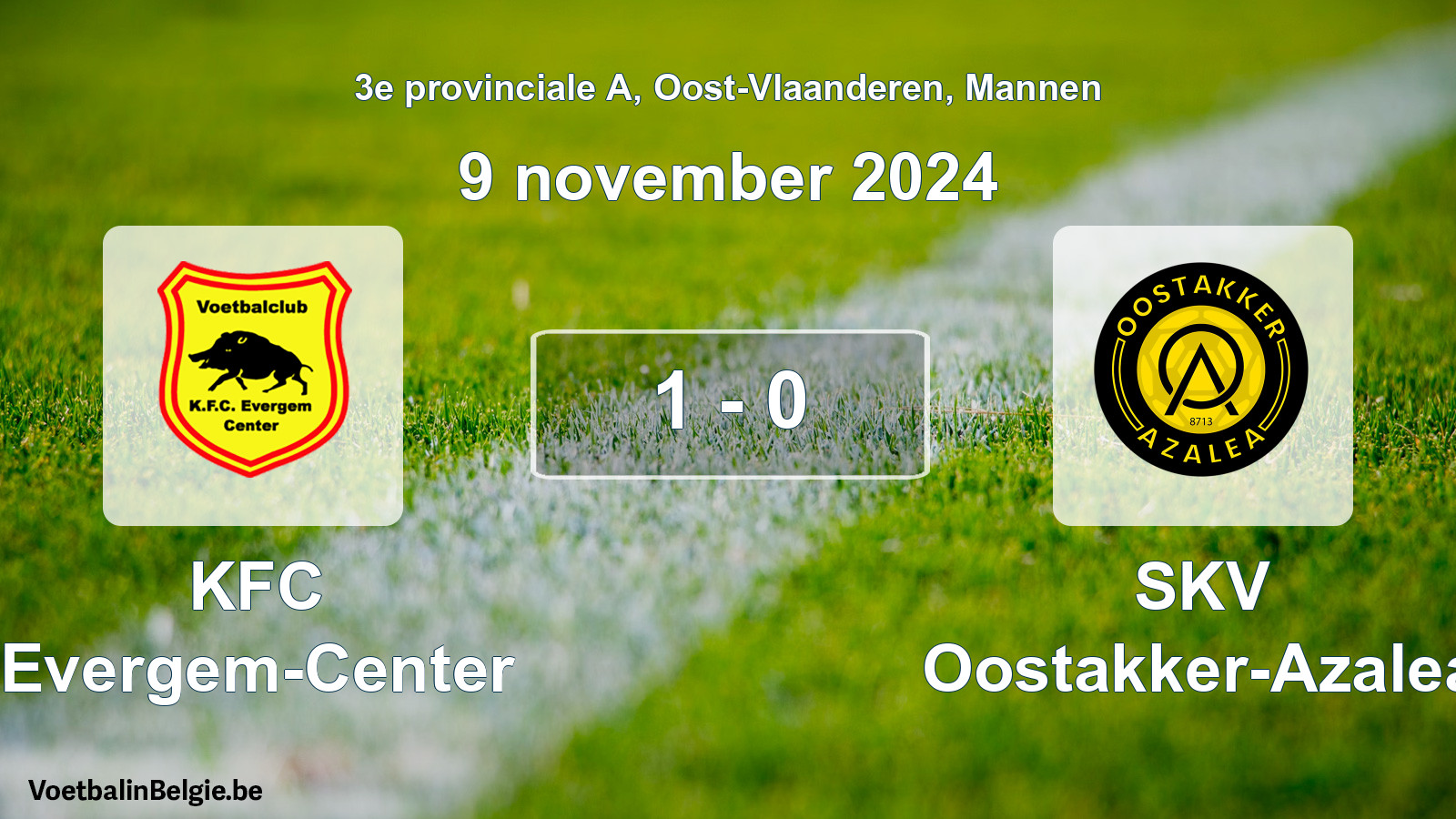 Gespeelde wedstrijd mannenvoetbal: KFC Evergem-Center - SKV Oostakker-Azalea 1 - 0 (9 november 2024)