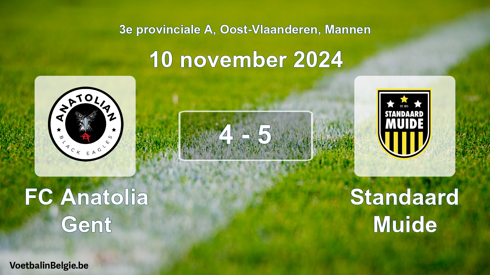 Gespeelde wedstrijd mannenvoetbal: FC Anatolia Gent - Standaard Muide 4 - 5 (10 november 2024)