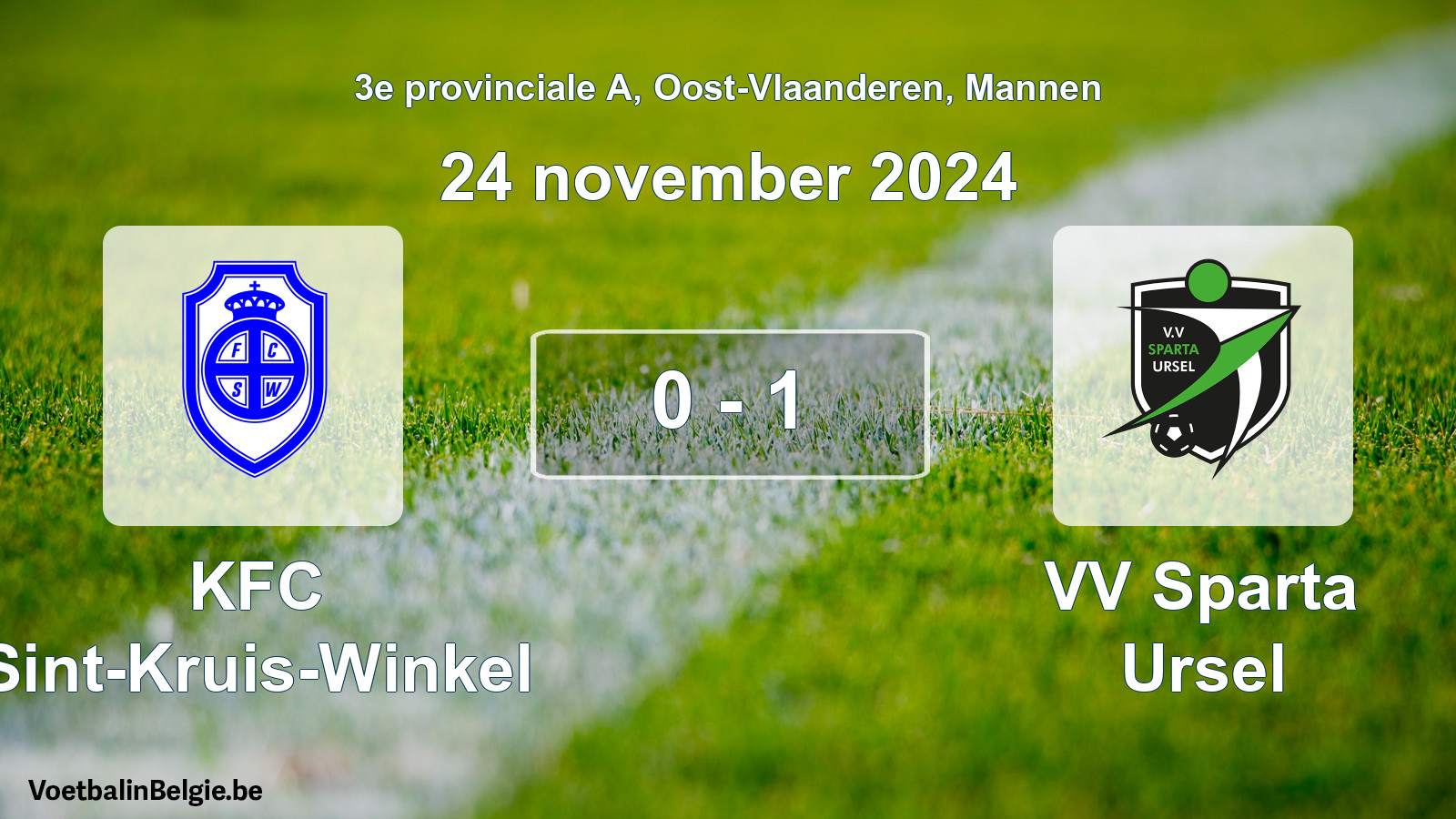 Played match men football: KFC Sint-Kruis-Winkel - VV Sparta Ursel 0 - 1 (24 November 2024)
