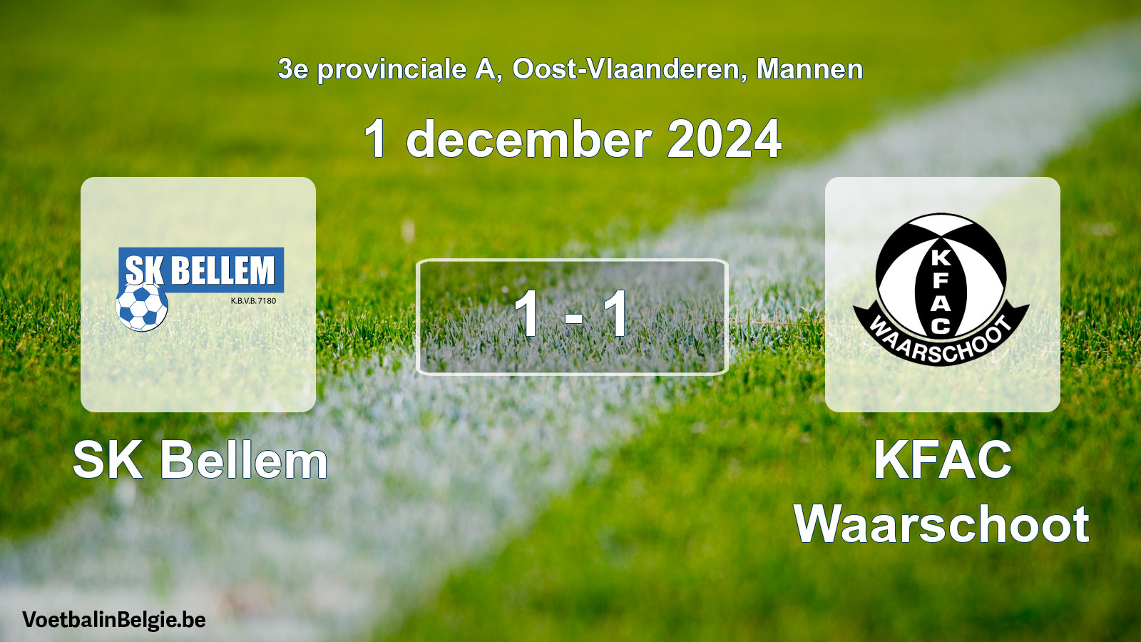 Gespeelde wedstrijd mannenvoetbal: SK Bellem - KFAC Waarschoot 1 - 1 (1 december 2024)