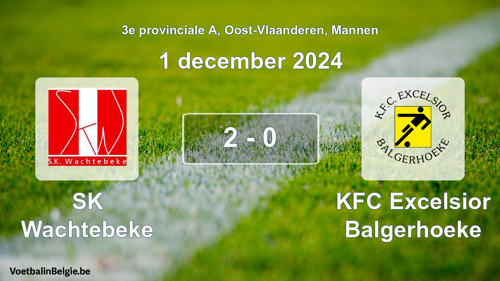 Gespeelde wedstrijd mannenvoetbal: SK Wachtebeke - KFC Excelsior Balgerhoeke 2 - 0 (1 december 2024)