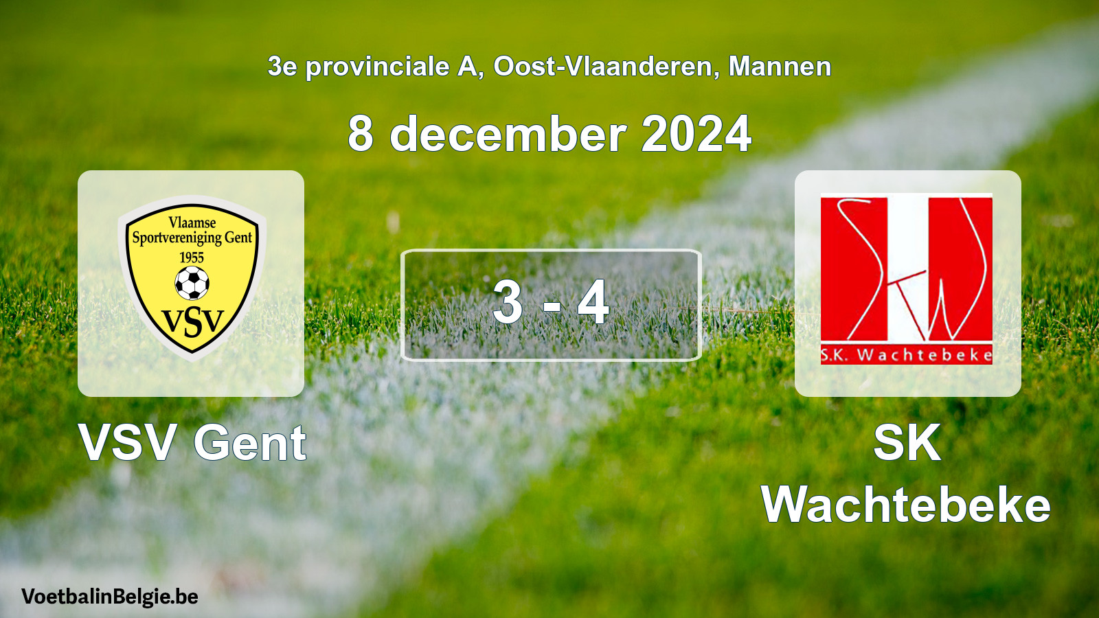 Gespeelde wedstrijd mannenvoetbal: VSV Gent - SK Wachtebeke 3 - 4 (8 december 2024)