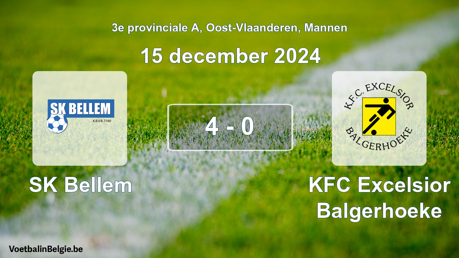 Gespeelde wedstrijd mannenvoetbal: SK Bellem - KFC Excelsior Balgerhoeke 4 - 0 (15 december 2024)
