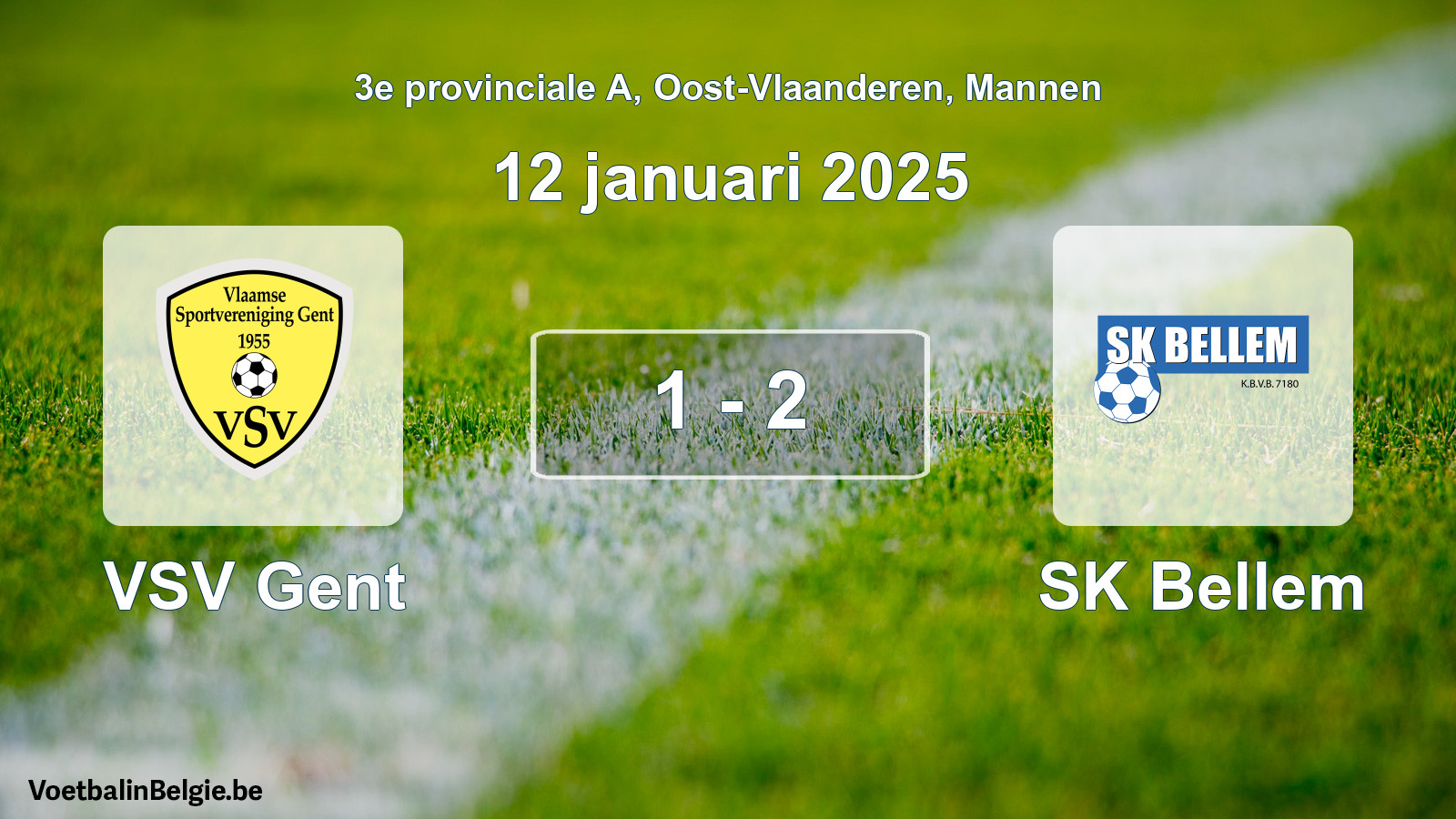 Gespeelde wedstrijd mannenvoetbal: VSV Gent - SK Bellem 1 - 2 (12 januari 2025)