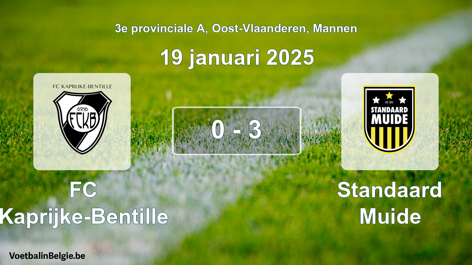 Gespeelde wedstrijd mannenvoetbal: FC Kaprijke-Bentille - Standaard Muide 0 - 3 (19 januari 2025)