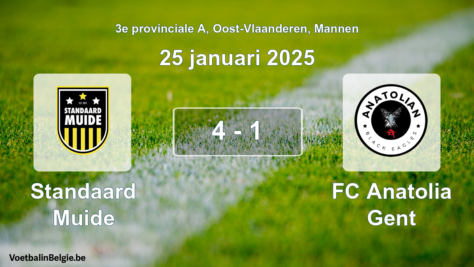 Gespeelde wedstrijd mannenvoetbal: Standaard Muide - FC Anatolia Gent 4 - 1 (25 januari 2025)