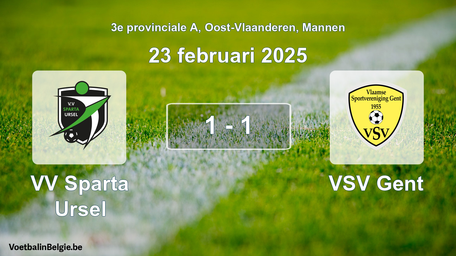 Gespeelde wedstrijd mannenvoetbal: VV Sparta Ursel - VSV Gent 1 - 1 (23 februari 2025)