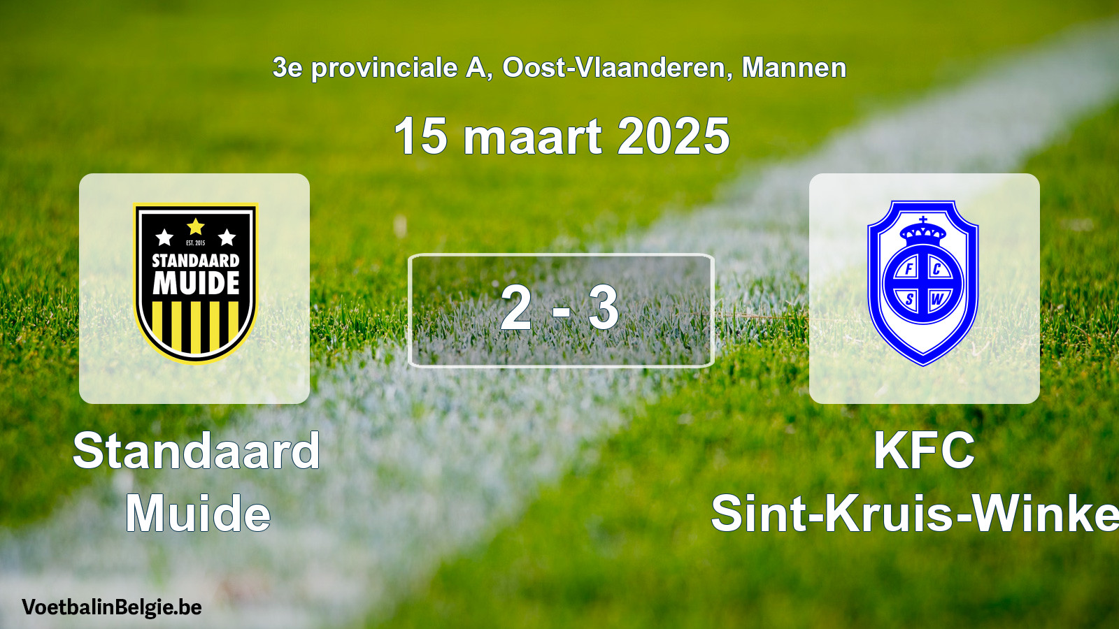 Gespeelde wedstrijd mannenvoetbal: Standaard Muide - KFC Sint-Kruis-Winkel 2 - 3 (15 maart 2025)