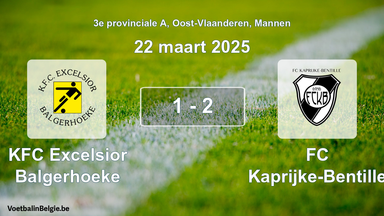 Gespeelde wedstrijd mannenvoetbal: KFC Excelsior Balgerhoeke - FC Kaprijke-Bentille 1 - 2 (22 maart 2025)