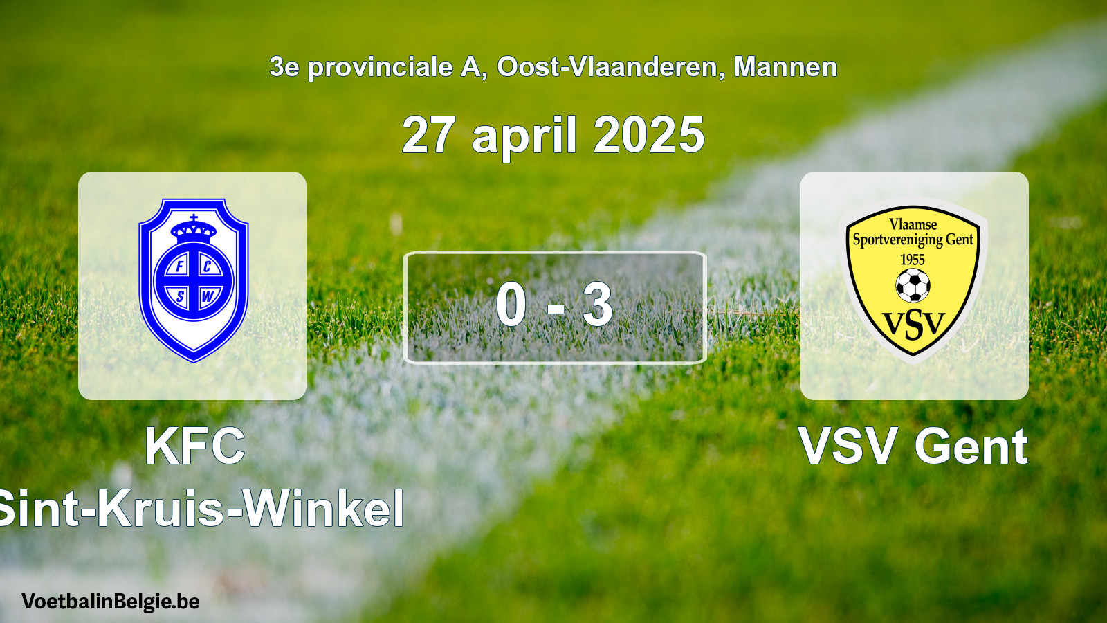 Gespeelde wedstrijd mannenvoetbal: KFC Sint-Kruis-Winkel - VSV Gent 0 - 3 (27 april 2025)