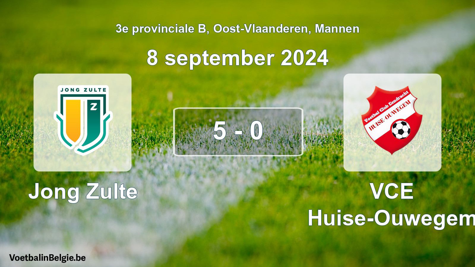 Gespeelde wedstrijd mannenvoetbal: Jong Zulte - VCE Huise-Ouwegem 5 - 0 (8 september 2024)