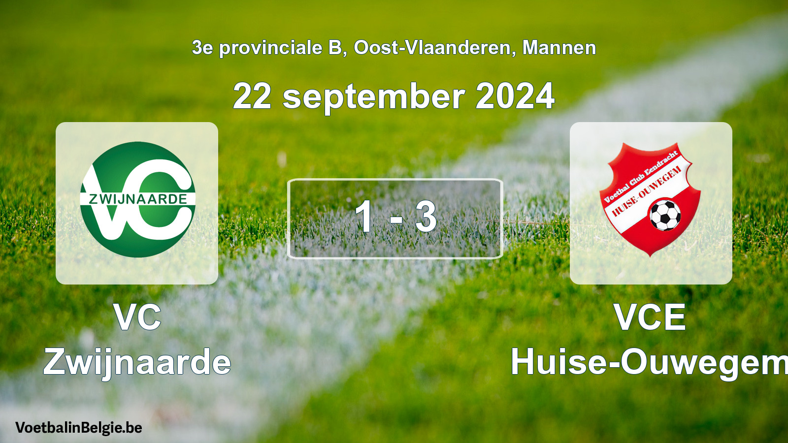 Gespeelde wedstrijd mannenvoetbal: VC Zwijnaarde - VCE Huise-Ouwegem 1 - 3 (22 september 2024)