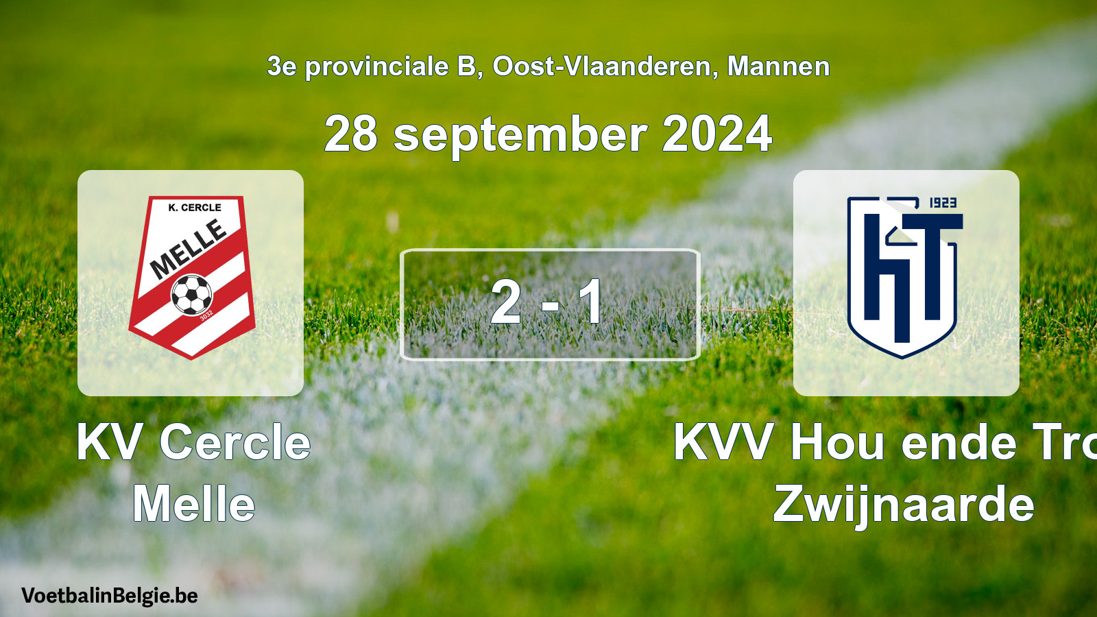 Gespeelde wedstrijd mannenvoetbal: KV Cercle Melle - KVV Hou ende Trou Zwijnaarde 2 - 1 (28 september 2024)