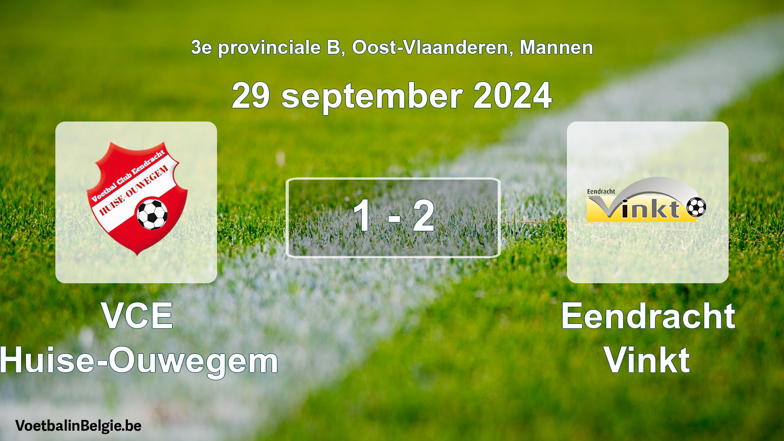 Gespeelde wedstrijd mannenvoetbal: VCE Huise-Ouwegem - Eendracht Vinkt 1 - 2 (29 september 2024)