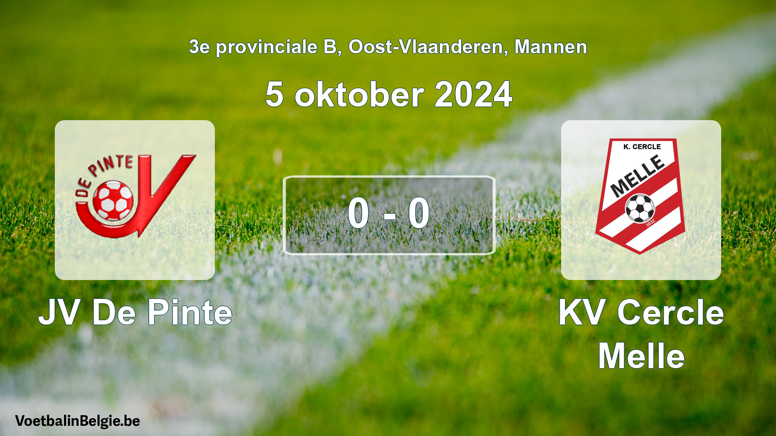 Gespeelde wedstrijd mannenvoetbal: JV De Pinte - KV Cercle Melle 0 - 0 (5 oktober 2024)