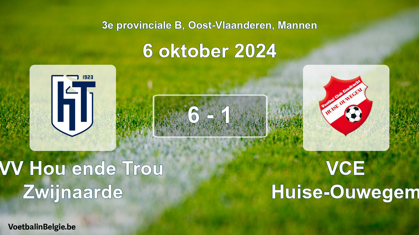 Gespeelde wedstrijd mannenvoetbal: KVV Hou ende Trou Zwijnaarde - VCE Huise-Ouwegem 6 - 1 (6 oktober 2024)