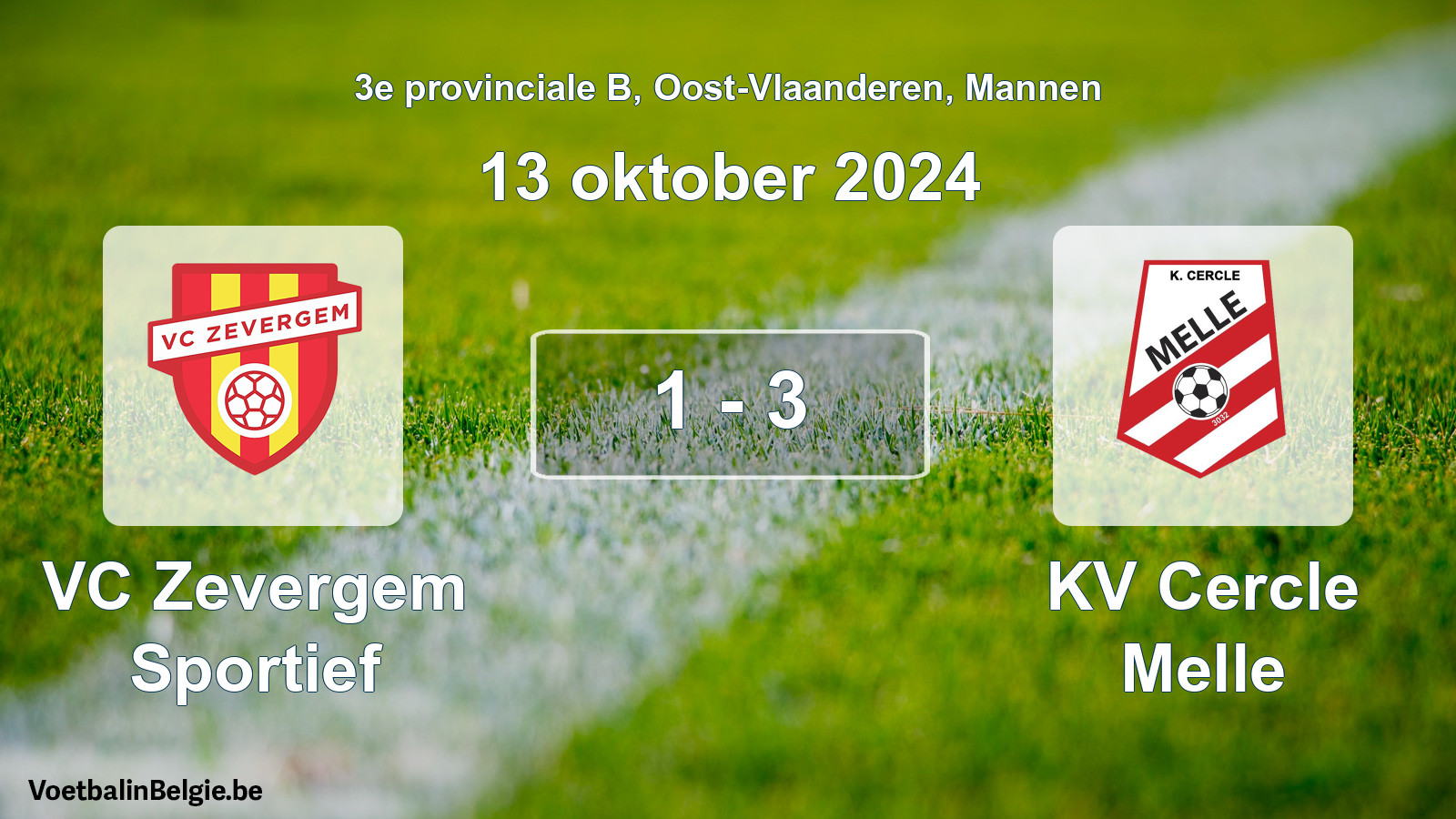 Gespeelde wedstrijd mannenvoetbal: VC Zevergem Sportief - KV Cercle Melle 1 - 3 (13 oktober 2024)