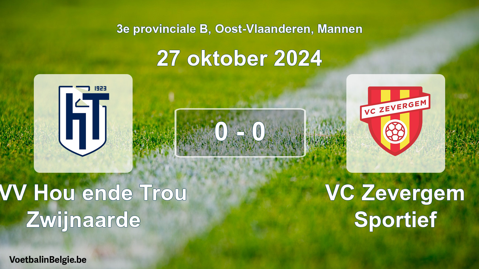 Gespeelde wedstrijd mannenvoetbal: KVV Hou ende Trou Zwijnaarde - VC Zevergem Sportief 0 - 0 (27 oktober 2024)