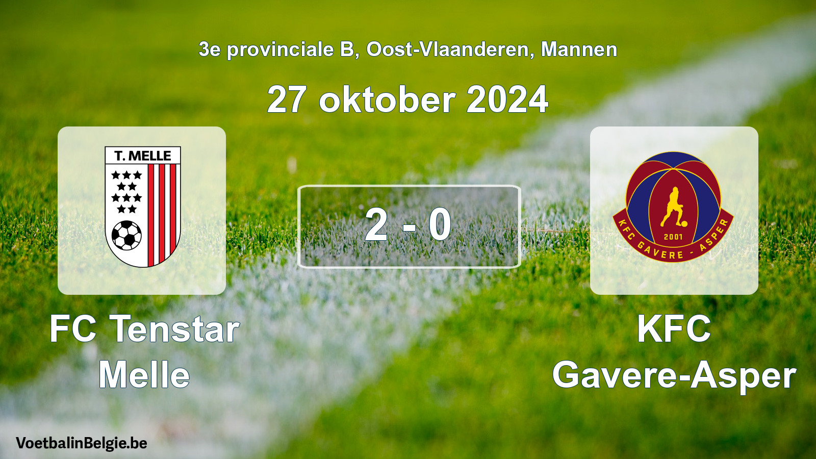 Gespeelde wedstrijd mannenvoetbal: FC Tenstar Melle - KFC Gavere-Asper 2 - 0 (27 oktober 2024)