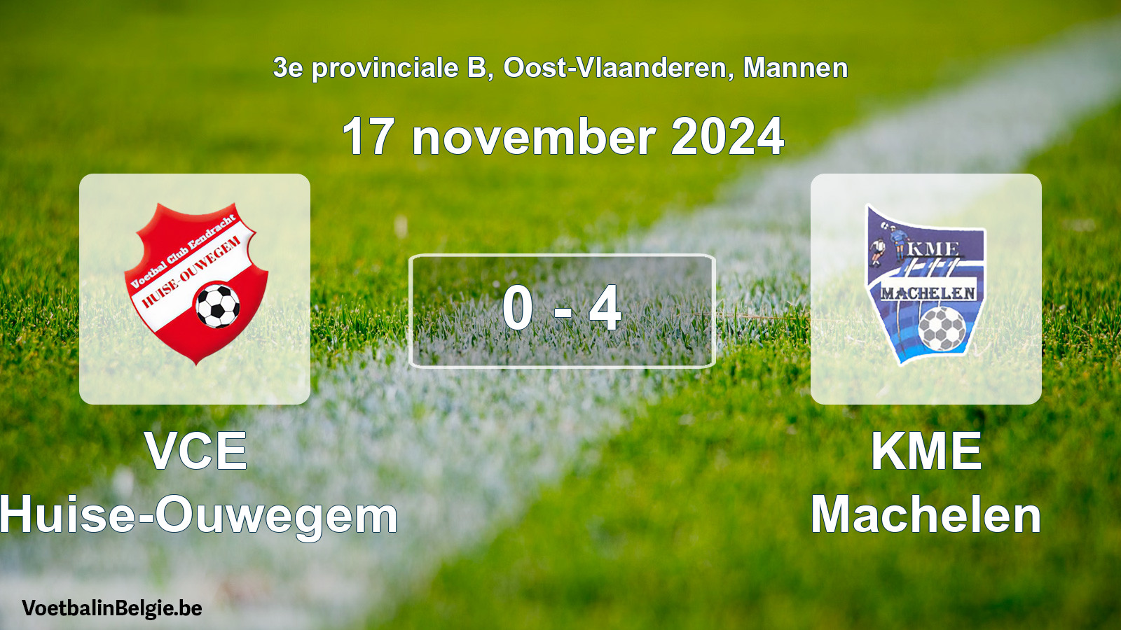 Gespeelde wedstrijd mannenvoetbal: VCE Huise-Ouwegem - KME Machelen 0 - 4 (17 november 2024)