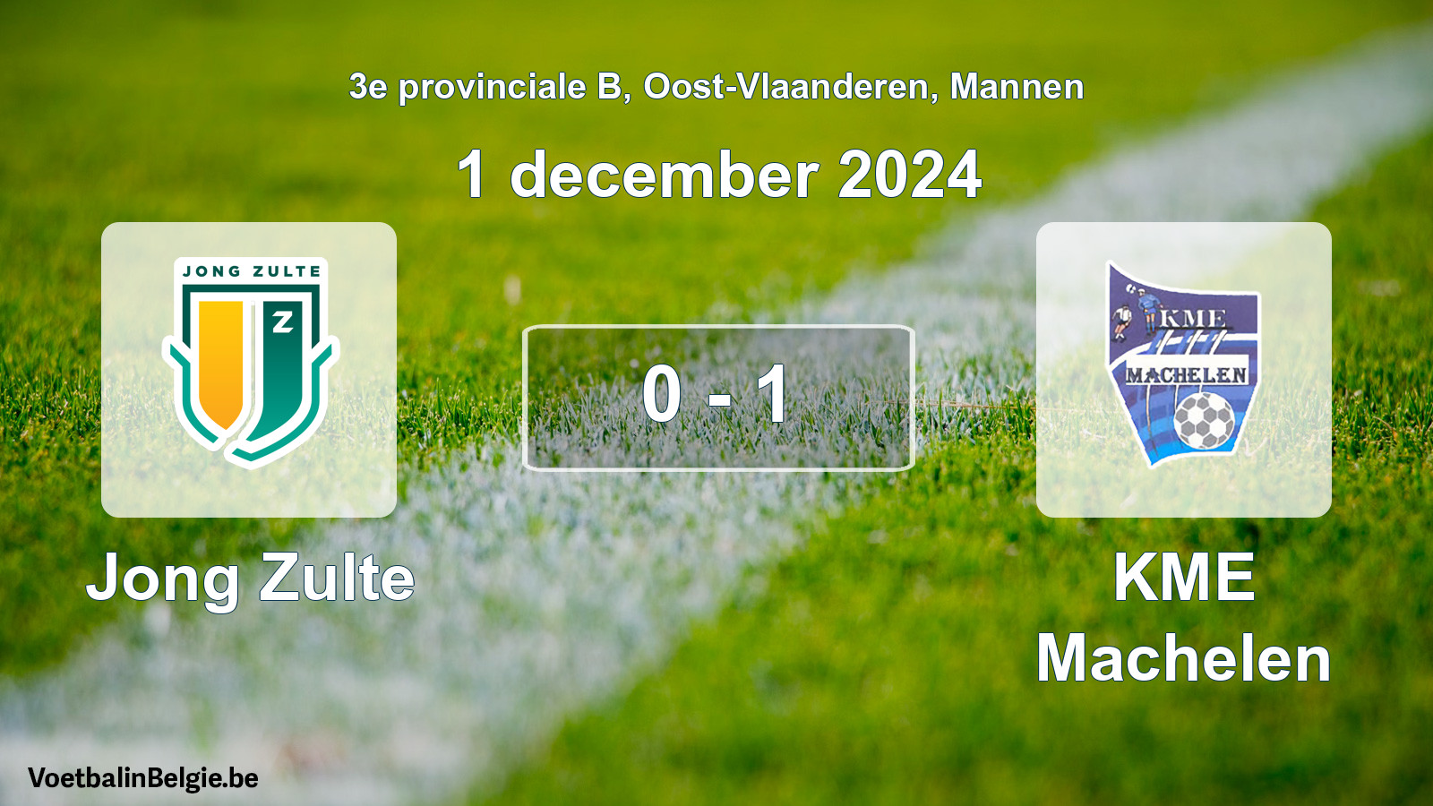 Played match men football: Jong Zulte - KME Machelen 0 - 1 (1 December 2024)