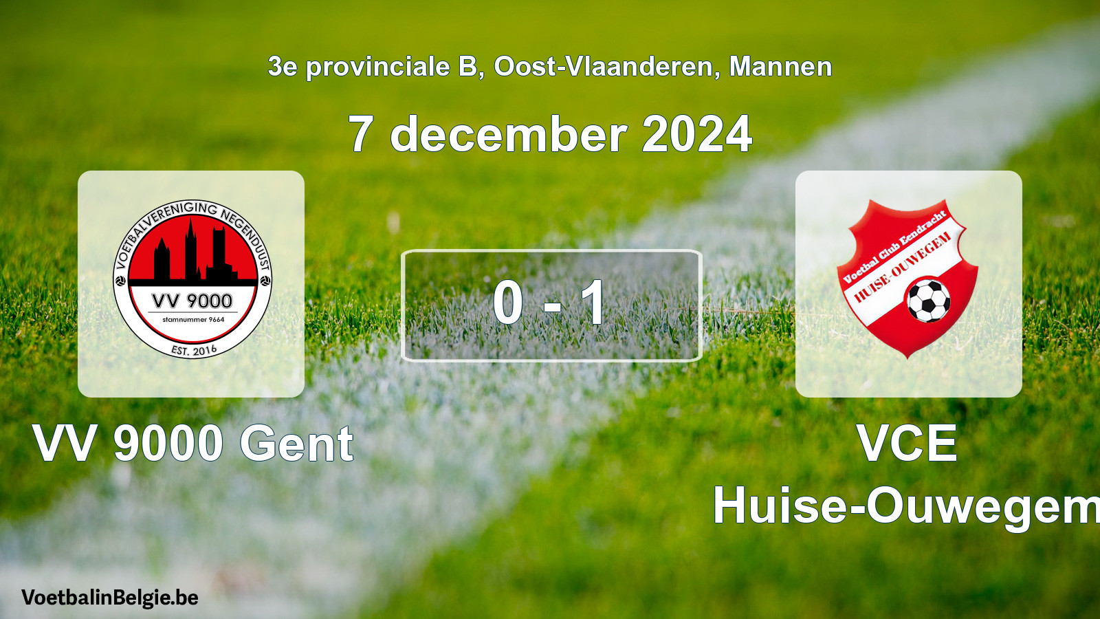 Gespeelde wedstrijd mannenvoetbal: VV 9000 Gent - VCE Huise-Ouwegem 0 - 1 (7 december 2024)