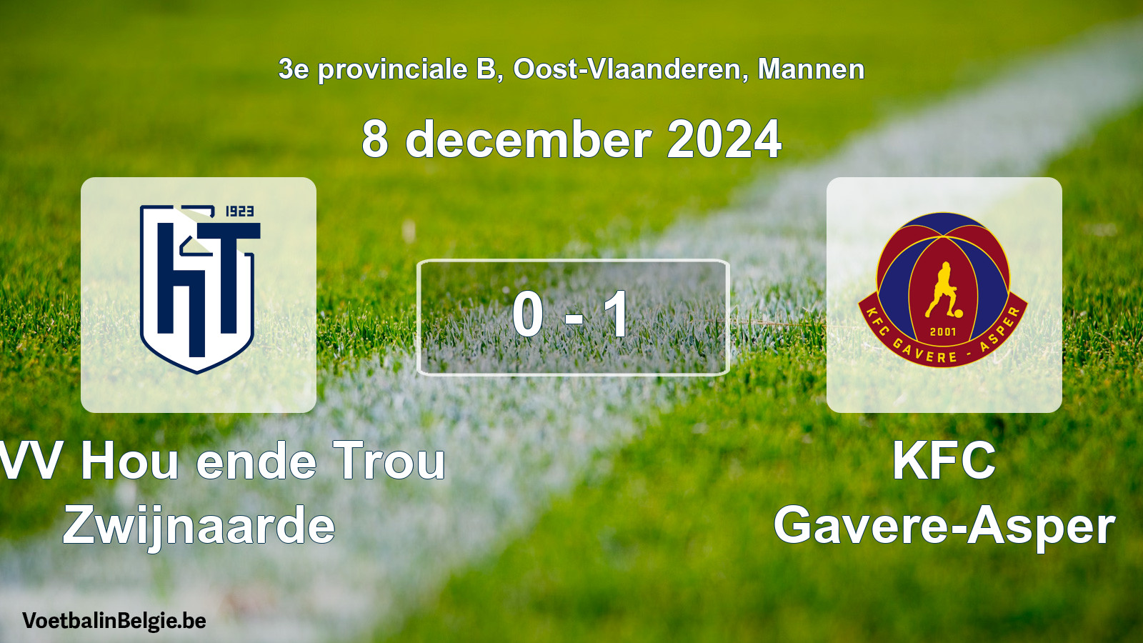 Gespeelde wedstrijd mannenvoetbal: KVV Hou ende Trou Zwijnaarde - KFC Gavere-Asper 0 - 1 (8 december 2024)