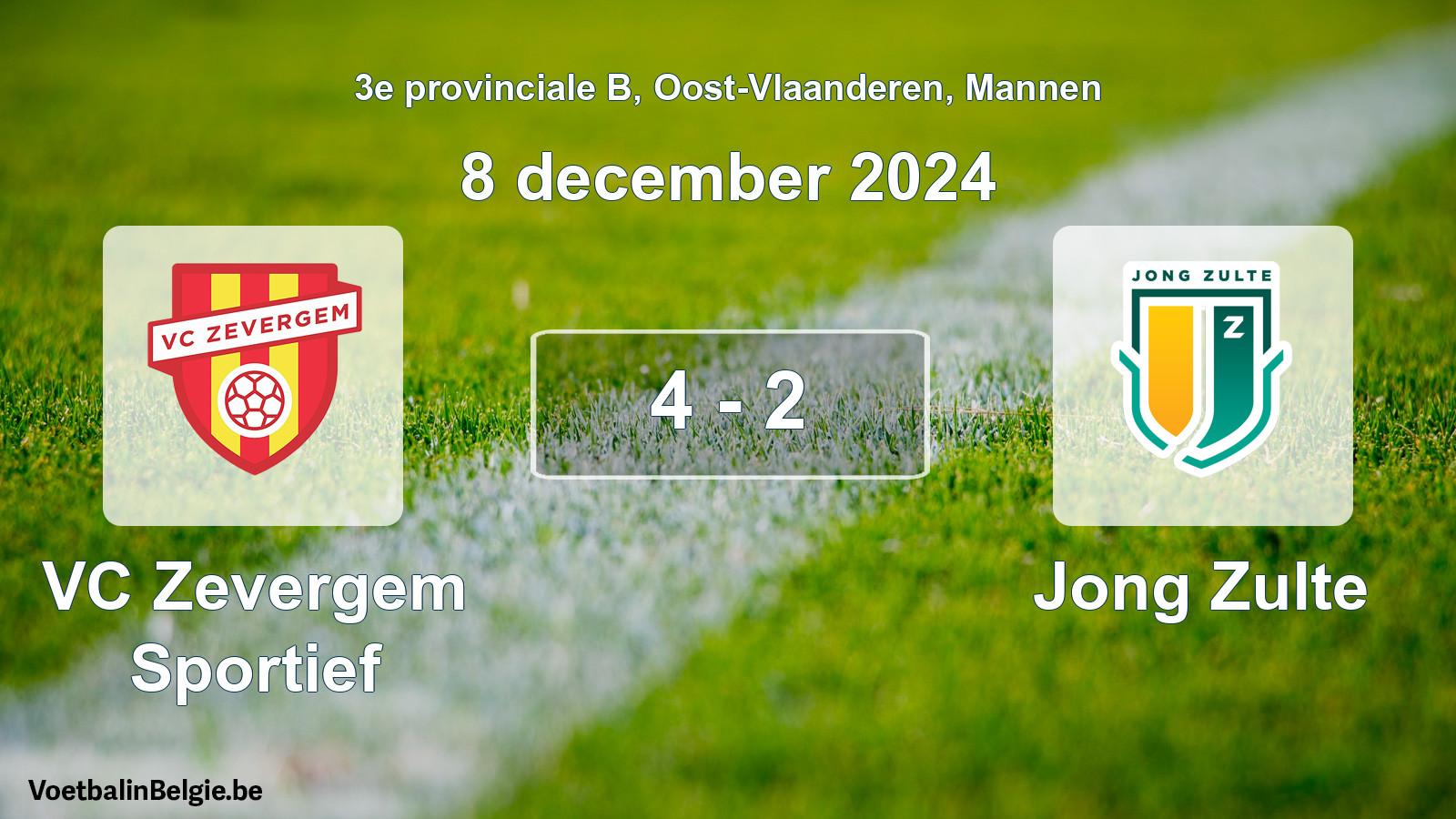 Gespieltes Spiel männer-Fußball: VC Zevergem Sportief - Jong Zulte 4 - 2 (8 Dezember 2024)