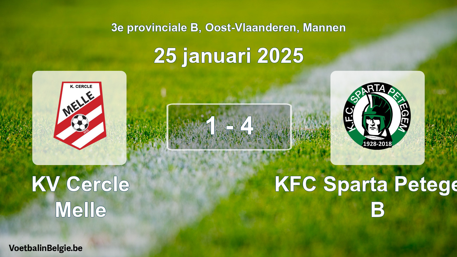 Gespeelde wedstrijd mannenvoetbal: KV Cercle Melle - KFC Sparta Petegem B 1 - 4 (25 januari 2025)