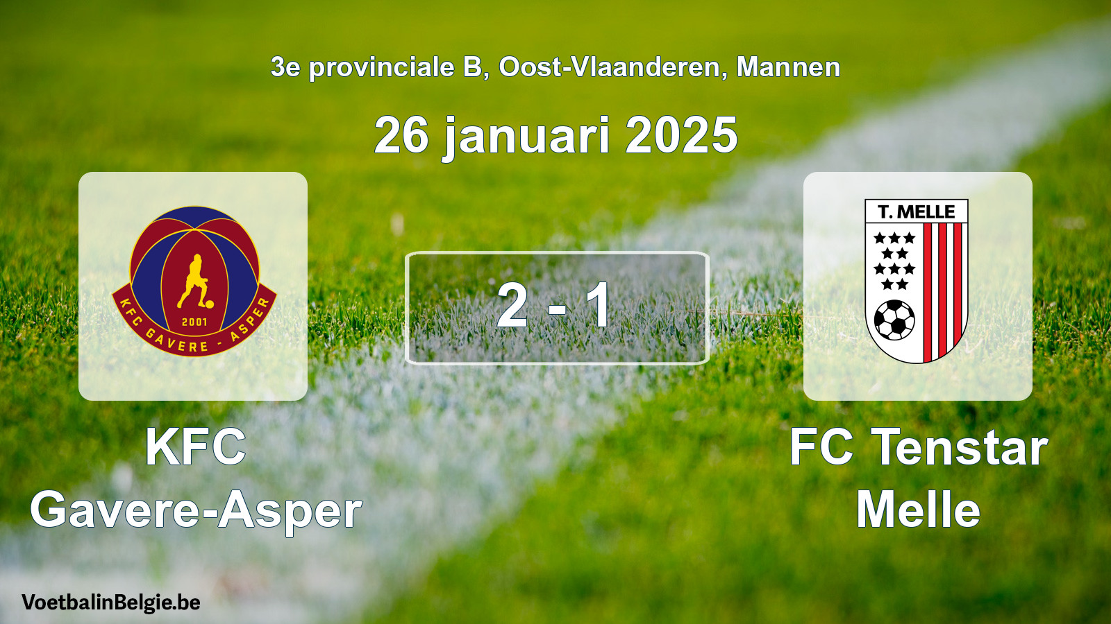 Gespeelde wedstrijd mannenvoetbal: KFC Gavere-Asper - FC Tenstar Melle 2 - 1 (26 januari 2025)