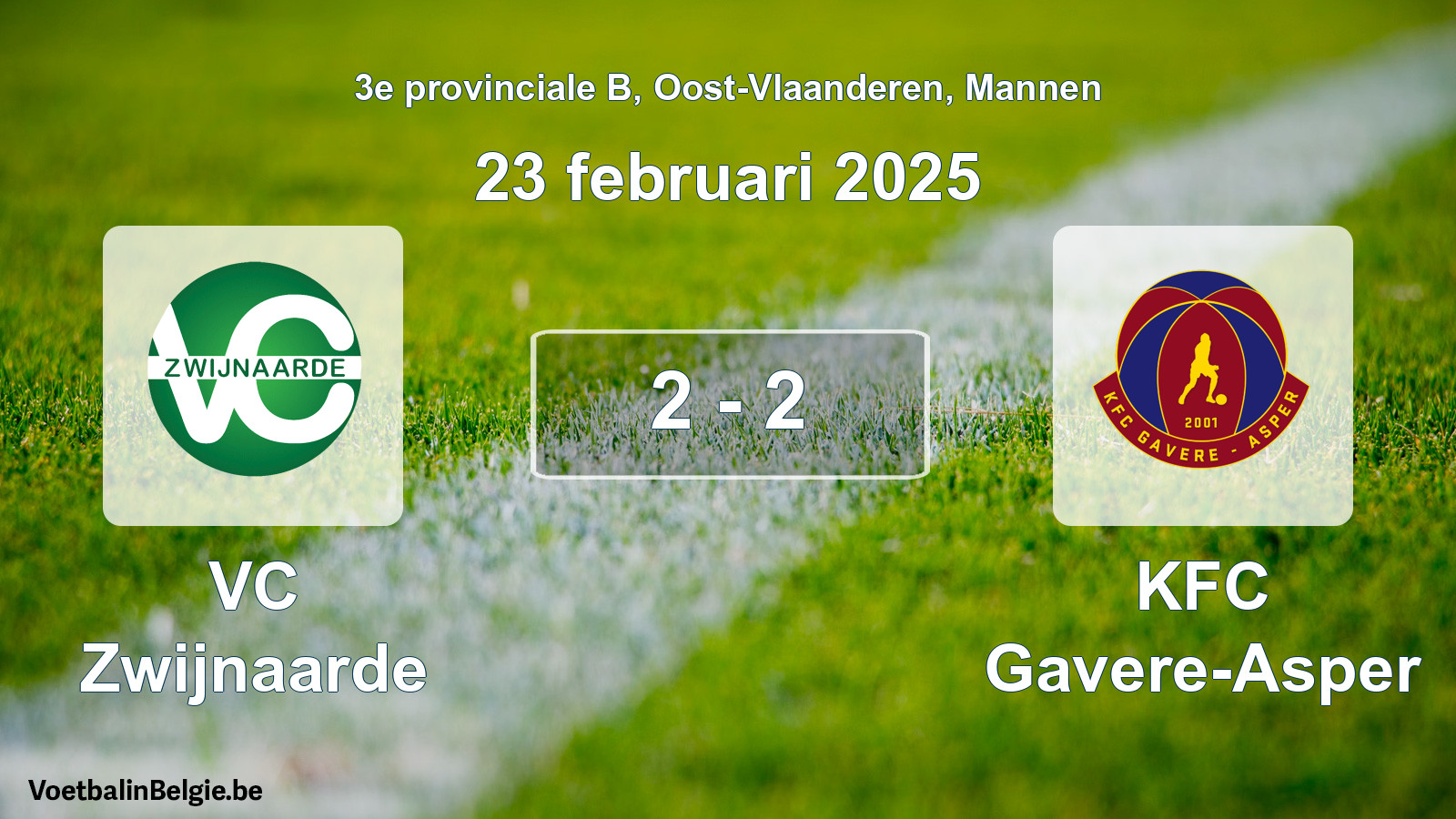 Gespeelde wedstrijd mannenvoetbal: VC Zwijnaarde - KFC Gavere-Asper 2 - 2 (23 februari 2025)