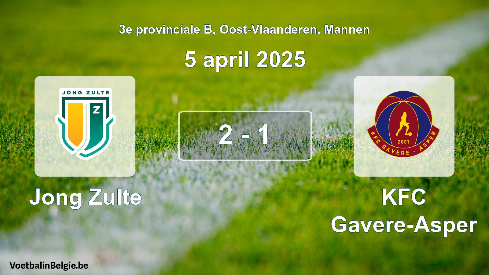Gespeelde wedstrijd mannenvoetbal: Jong Zulte - KFC Gavere-Asper 2 - 1 (5 april 2025)