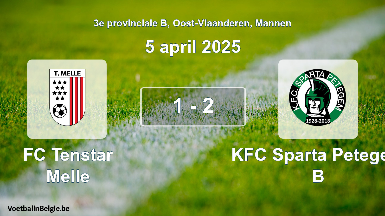 Gespeelde wedstrijd mannenvoetbal: FC Tenstar Melle - KFC Sparta Petegem B 1 - 2 (5 april 2025)