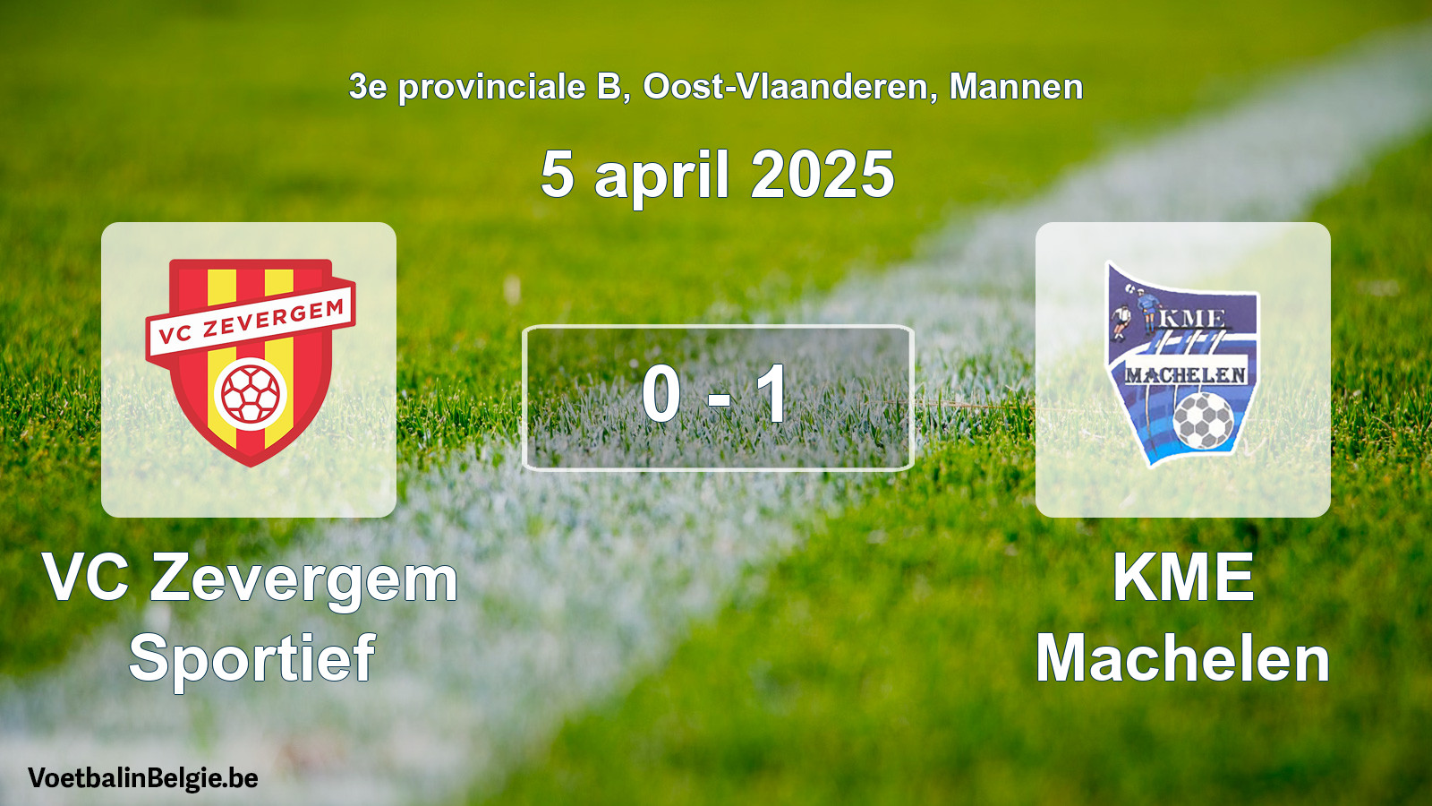 Gespieltes Spiel männer-Fußball: VC Zevergem Sportief - KME Machelen 0 - 1 (5 April 2025)