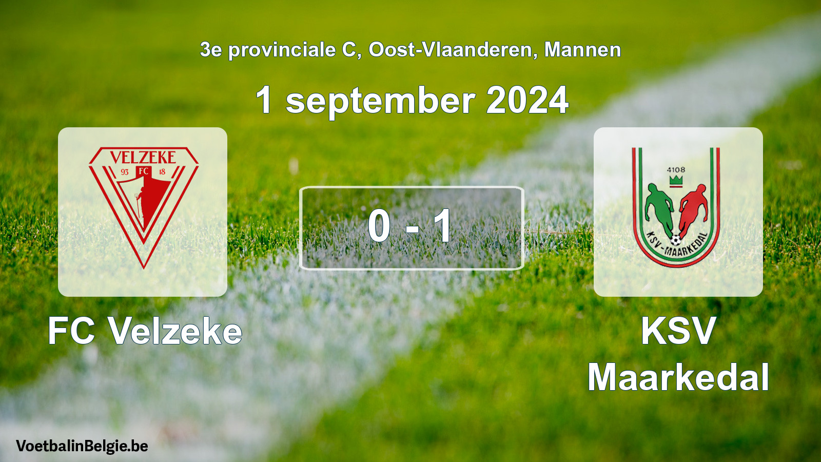 Played match men football: FC Velzeke - KSV Maarkedal 0 - 1 (1 September 2024)