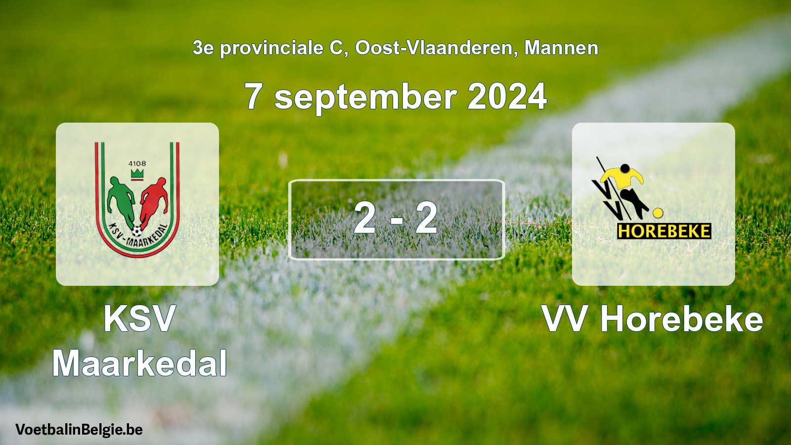 Gespeelde wedstrijd mannenvoetbal: KSV Maarkedal - VV Horebeke 2 - 2 (7 september 2024)