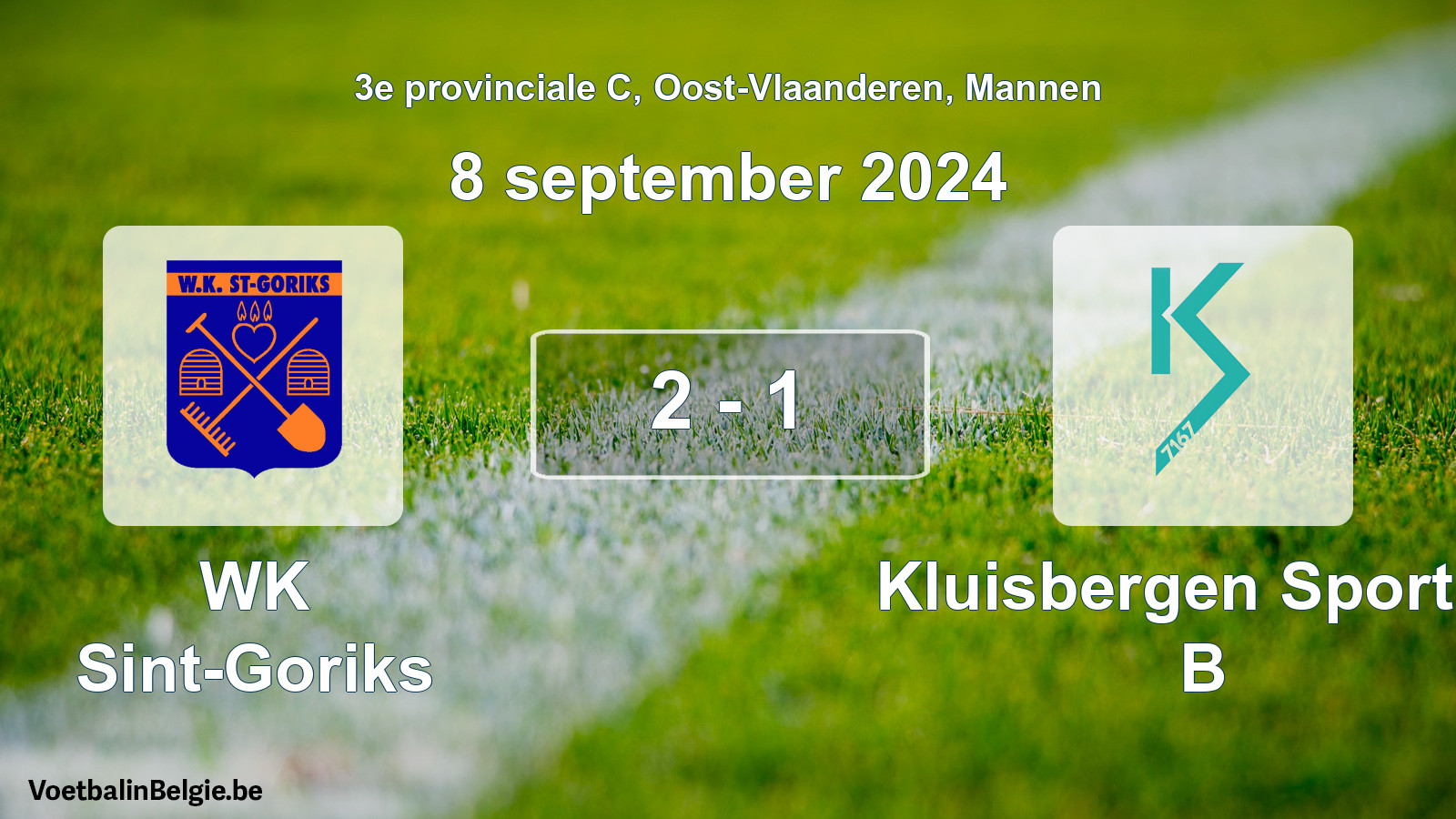 Gespeelde wedstrijd mannenvoetbal: WK Sint-Goriks - Kluisbergen Sportief B 2 - 1 (8 september 2024)