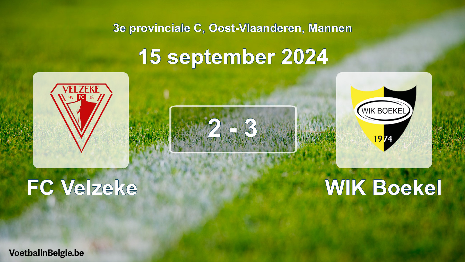 Gespeelde wedstrijd mannenvoetbal: FC Velzeke - WIK Boekel 2 - 3 (15 september 2024)