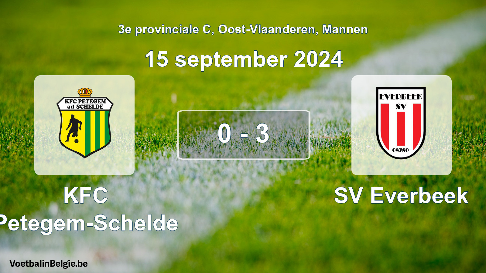 Gespeelde wedstrijd mannenvoetbal: KFC Petegem-Schelde - SV Everbeek 0 - 3 (15 september 2024)