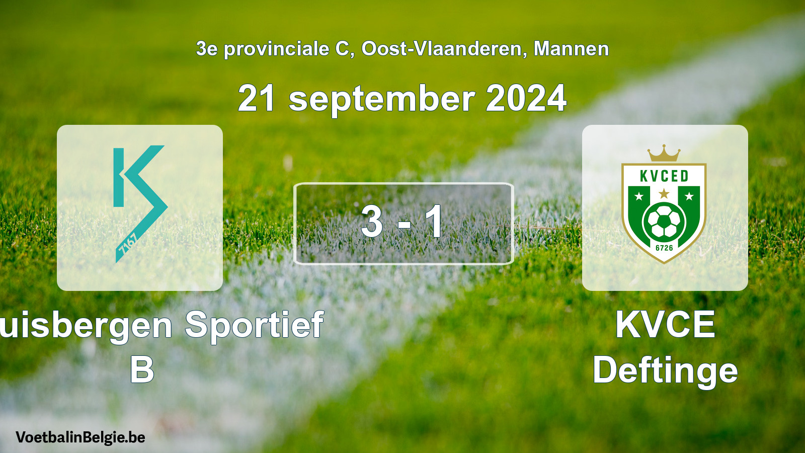 Gespeelde wedstrijd mannenvoetbal: Kluisbergen Sportief B - KVCE Deftinge 3 - 1 (21 september 2024)