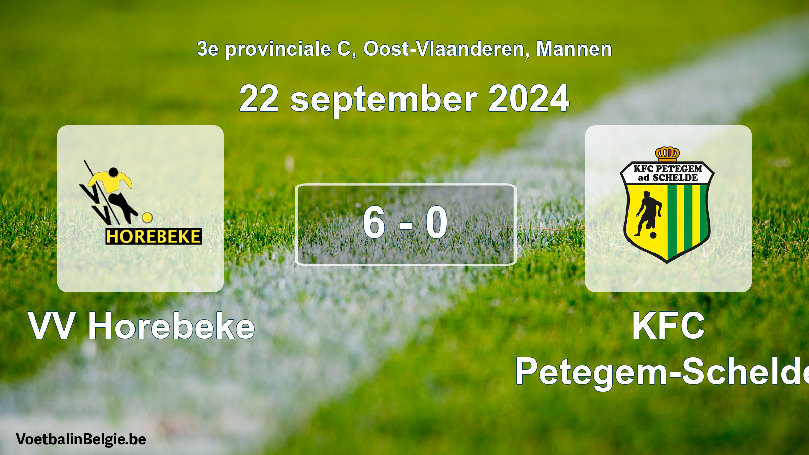 Match joué football hommes: VV Horebeke - KFC Petegem-Schelde 6 - 0 (22 septembre 2024)